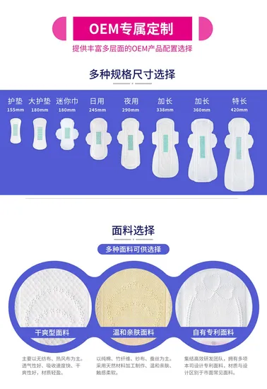 China Hygiene Products Wholesale Good Quality Sanitary Napkin Disposable Cotton Cheap Price Sanitary Napkins Manufacturer in China