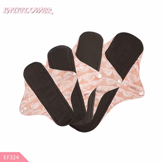 Intiflower Wholesale 4PCS Bamboo Charcoal Reusable Menstrual Pads Anion Sanitary Napkin Panties Liners